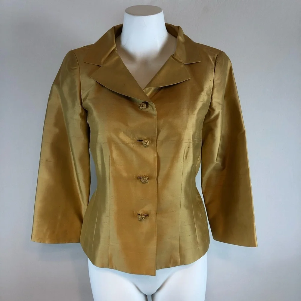 Dana Buchman 100% Silk Blazer - size 2 - Picture 3 of 11